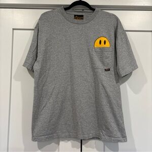 + Drew House Mini Mascot Smiley Face Pocket Shirt Men's Medium Gray